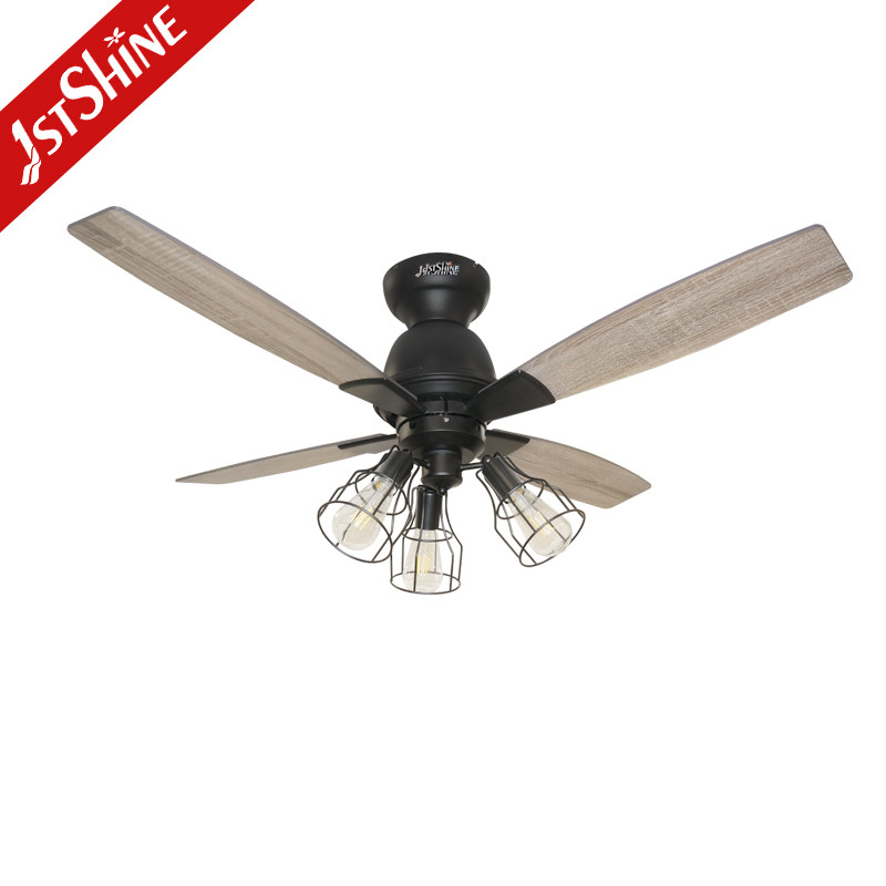 Farmhouse Vintage Style Remote Ceiling Fan 220V With 4 MDF Blades