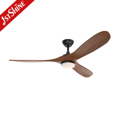 Wood Blades Chandelier Dark Walnut Ceiling Fan With LED And Remote Control