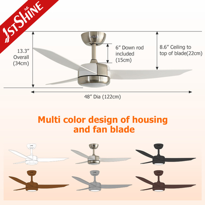 ABS Blade Plastic Ceiling Fan Light With Remote Control Multicolor Air Cooling Fan