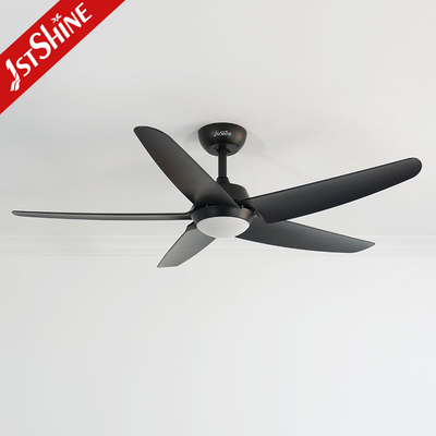 Black LED Ceiling Fan With Dimmable Light 5 Plastic Blades Remote Control