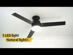 Ventilador de teto decorativo de controle remoto de 5 velocidades Mdf lâminas de plástico preto