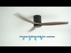 Perfil baixo natural de 3 lâminas de madeira 52 polegadas de ventilador de teto com luz conduzida