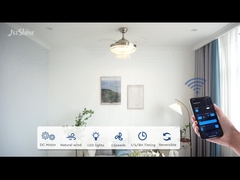 Ventilador de teto de cristal retrátil com motor de corrente contínua de luxo leve