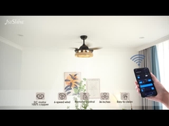 Caixa de cordas Luz de ventilador de teto de lâmina oculta com motor DC de controle remoto