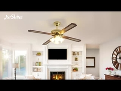 Ventilador de teto decorativo tradicional de 35W, trazer cadeia de 4 lâminas de MDF para quarto