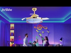 Mudança de cor 3000K Retrátil Ventilador de teto Luz Para quarto de hotel