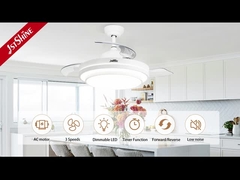 Ventilador de teto retrátil de quarto com luz 3 cores Dimmable luz LED controle remoto