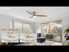 2 IN 1 ventilador de teto com teto remoto de baixo lâmina de madeira maciça com luz LED