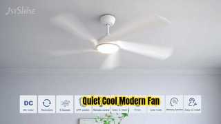 Ventilador de teto branco silencioso com luz LED moderna de 52 polegadas
