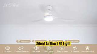 Ventilador de teto branco moderno de 52 polegadas com luz LED