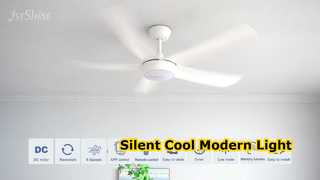 Ventilador de teto branco moderno com luz LED silenciosa