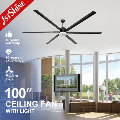 qualidade  100 Inch Black Modern Metal Blade Large DC Motor Ceiling Fan With 3 Color LED Light Fábrica