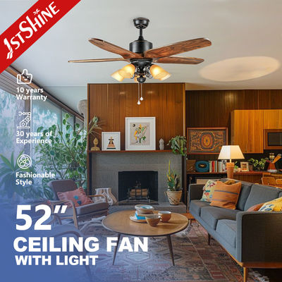 Bom preço Fã de teto de poupança de energia do interruptor de tração do OEM com as 5 lâminas de madeira on-line