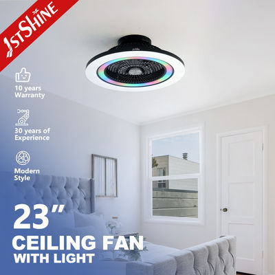 Bom preço Ventilador de teto sem lâmina de 23 polegadas com motor de corrente contínua Luz RGB e controle remoto para quarto on-line