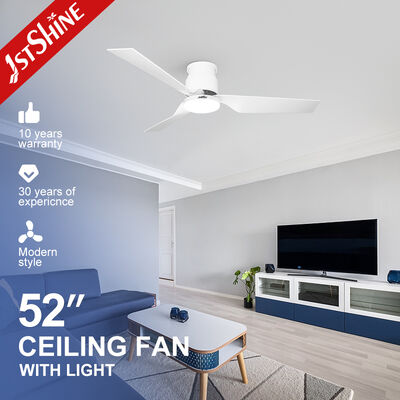 Qualidade Ventilador de teto LED de baixo perfil com 52 polegadas, dimerizável, com lâmina de ABS e suporte a dispositivos inteligentes Fábrica