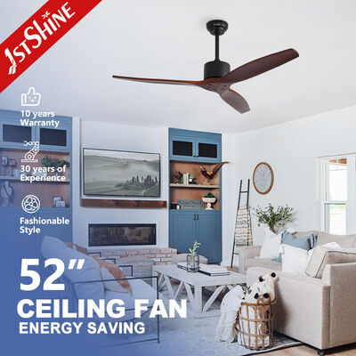 Bom preço Ventilador de teto de madeira maciça de 52 polegadas com motor de corrente contínua para operação silenciosa e grande fluxo de ar on-line
