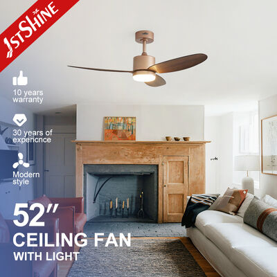 Bom preço Ventilador de teto de 52 polegadas com lâmina de ABS com grão de madeira e motor CC com luz LED dimerizável On-line